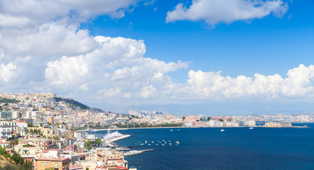 Naklejka na ściany i meble Gulf of Naples panoramic landscape with cityscape