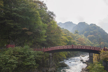 Fototapeta na wymiar Shinkyo Bridge in autumn, Nikko, Japan.