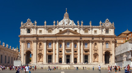 Fototapeta na wymiar St.Peter's Basilica. Late Renaissance church located within Vatican City. Construction of the present basilica began in April 1506 and was completed in November 1626