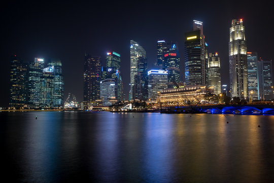 Singapore,Oct 15th,2014:View  central business buildings and landmarks of Singapore.