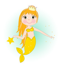 Cute mermaid girl vector background