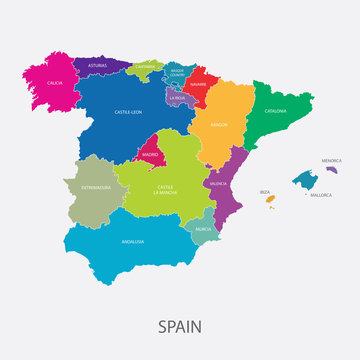 Spain Regions Map Vector