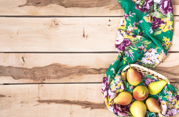 Fresh seasonal pears  on the wooden backround
