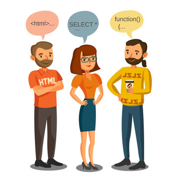 Programmers, developers, process coding, teamwork. Communication