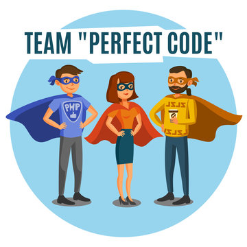 Programmers, developers, process coding, teamwork. 