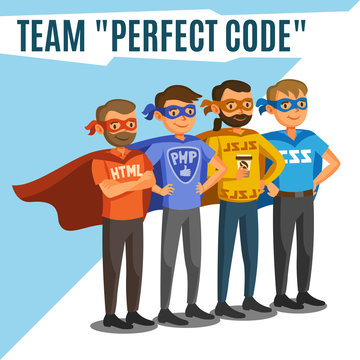 Programmers, developers, process coding, teamwork. 