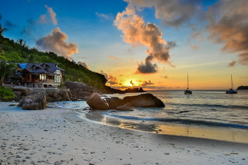 Anse Takamaka - Paradise beach on tropical island Mahé in Seychelles
