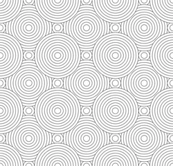 Rolgordijnen Cirkels ector modern naadloos patroon overlappende cirkels, zwart-wit textieldruk, stijlvolle achtergrond, abstracte textuur, zwart-wit modeontwerp, lakens of kussenpatroon