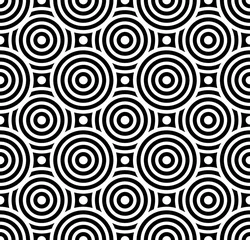 Tapeten Kreise Vektor modernes nahtloses Muster überlappende Kreise, Schwarz-Weiß-Textildruck, stilvoller Hintergrund, abstrakte Textur, monochromes Modedesign, Bettwäsche oder Kissenmuster