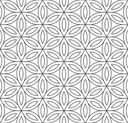 Vector modern seamless pattern flower of life,black and white textile print,stylish background sacred geometry,, abstract texture, monochrome fashion design, bed 