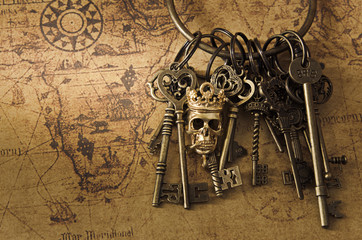 treasure key on old map