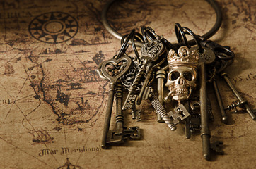 treasure key on old map
