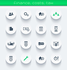 finance, costs, tax round icons, infographic elements, vector illustration, eps10, easy to edit