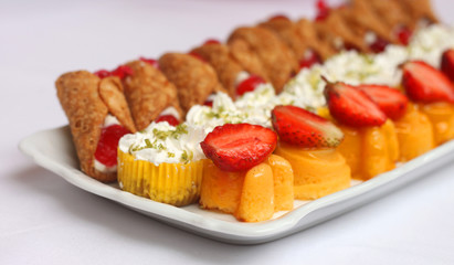 Delicious cakes closeup
