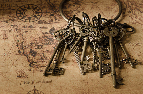 Treasure Key On Old Map