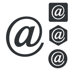 At-sign icon set, monochrome