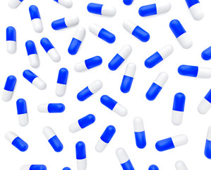 3D illustration of medicine pills (capsules) isolated on white