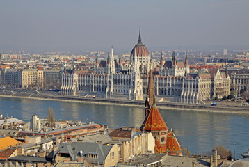 Obraz premium View on the Hungarian Parliament Building, Budapest, Hungary