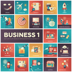 Set of modern flat design business infographics icons