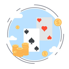 Card game, success, winning, strategy flat design style vector illustration