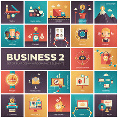 Fototapeta premium Set of modern flat design business infographics icons