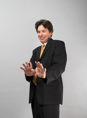 Afraid man  attitude gesturing stop with hands