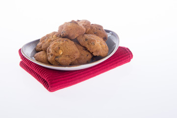Chocolate chips cookies on background