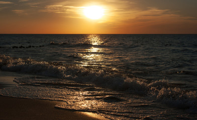 sunset at the sea on autumn