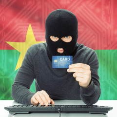 Concept of cybercrime with national flag on background - Burkina