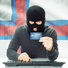 Concept of cybercrime with national flag on background - Faroe I