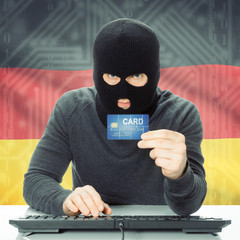 Concept of cybercrime with national flag on background - Germany