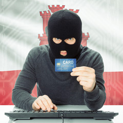 Concept of cybercrime with national flag on background - Gibralt