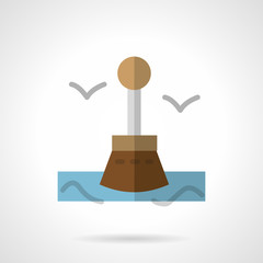 Seascape with buoy flat vector icon