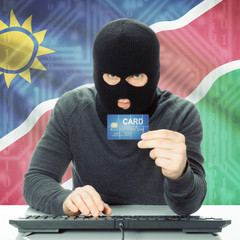 Concept of cybercrime with national flag on background - Namibia