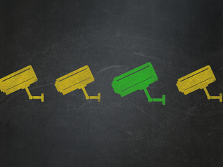 Safety concept: cctv camera icon on School Board background
