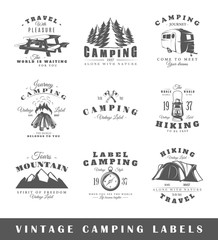 Fototapeta na wymiar Set of vintage camping labels