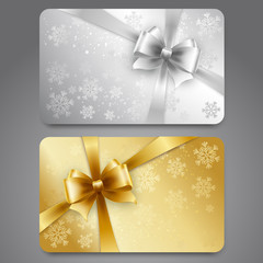 Collection of gift cards with ribbons. Vector background