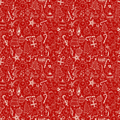 Christmas red background. Seamless pattern. 