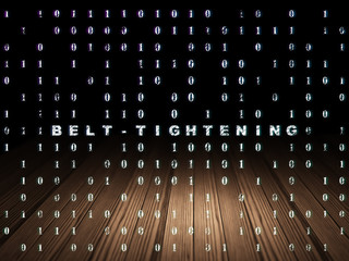 Naklejka na ściany i meble Finance concept: Belt-tightening in grunge dark room