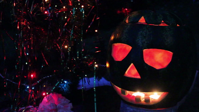halloweens watermelon under the christmas tree