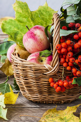 Apples on wooden table