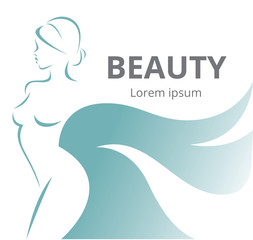 Abstract logo stylized beautiful woman in profile/Vector illustration of a stylized silhouette of a beautiful girl isolated on white background