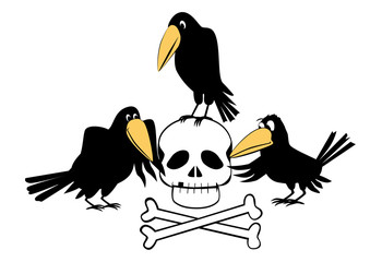 Three crows and Skull