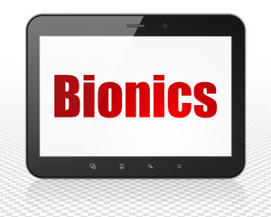 Fototapeta premium Science concept: Tablet Pc Computer with Bionics on display