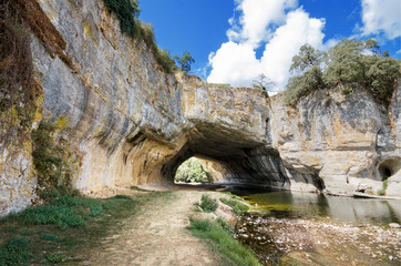 Scenic view of Natural arch in Puentedey, Burgos, Spain.
