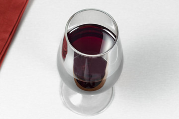 View from above of glass of Rioja Gran Reserva wine (year 2004)