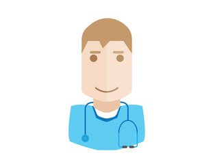 Male doctor avatar icon man with flat design element. Modern style logo vector illustration concept. Isolated on white background. diagnostic