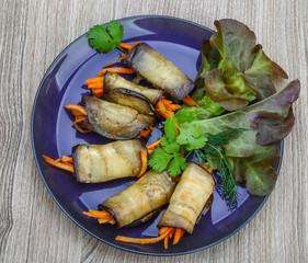 Eggplant rolls with carrot