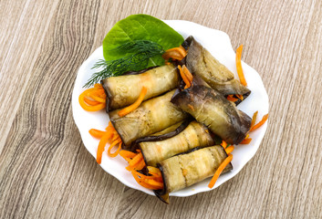 Eggplant rolls with carrot