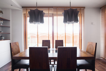 Solid wooden dining table